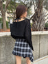 チェックシャツドッキングツイルショートパンツ