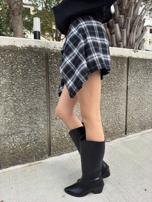 チェックシャツドッキングツイルショートパンツ