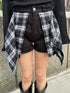 チェックシャツドッキングツイルショートパンツ