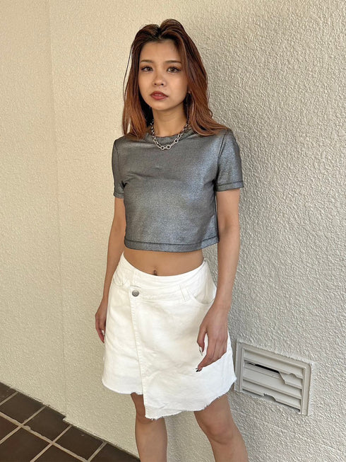 ラップデニムミニスカート