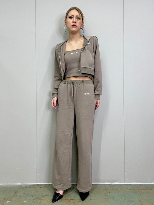 ロゴ刺繍スウェットショートパーカー