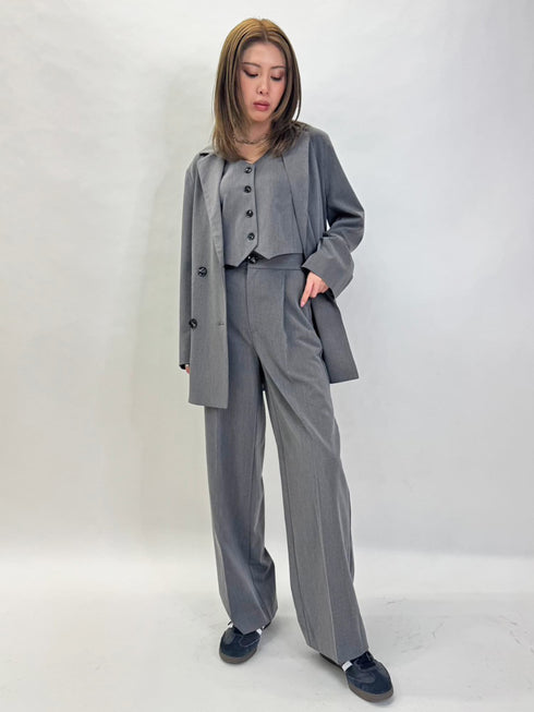 マーブル釦ワイドパンツ