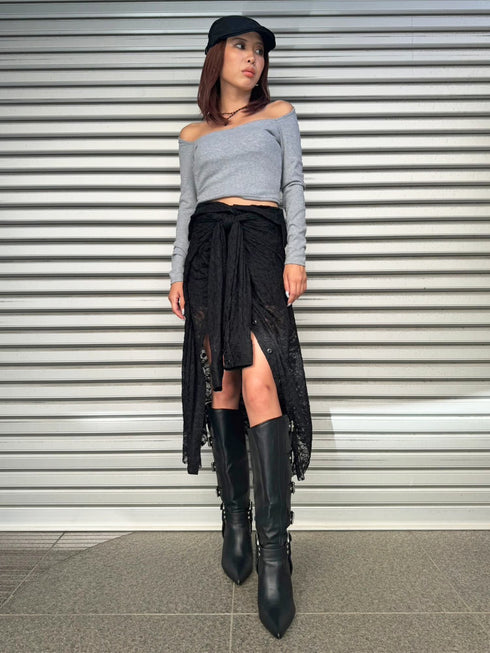 レースシャツライクロングスカート