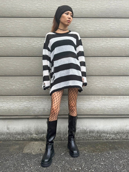 ダメージボ-ダーニットトップス