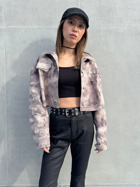 ニュアンス柄短丈シャツ