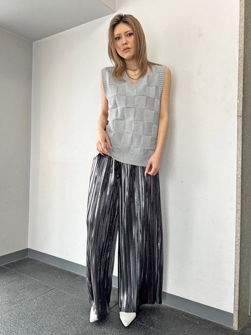 ブロックチェックニットベスト