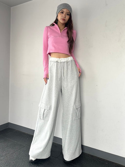 コントラストトリムスウェットカーゴパンツ