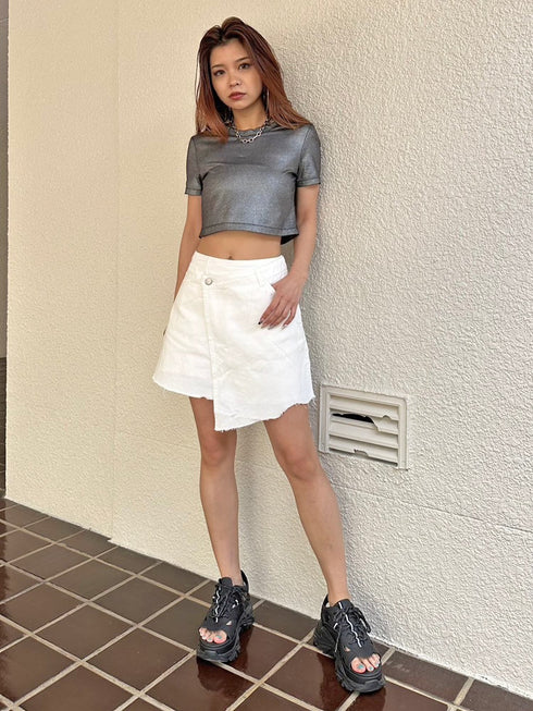 ラップデニムミニスカート