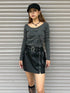 ベルト付フェイクレザータイトミニスカート