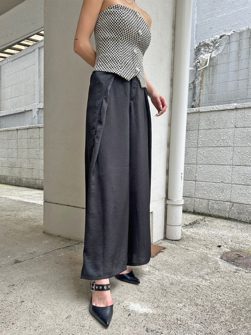 ベルト付ラップシフォンワイドパンツ