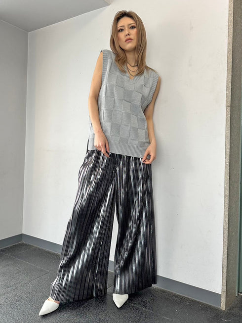 ブロックチェックニットベスト