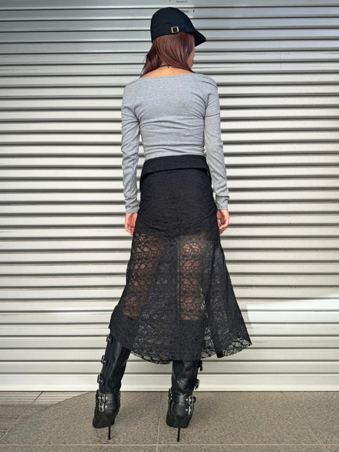 レースシャツライクロングスカート