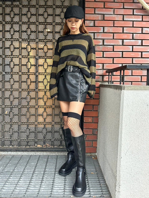 ダメージボ-ダーニットトップス