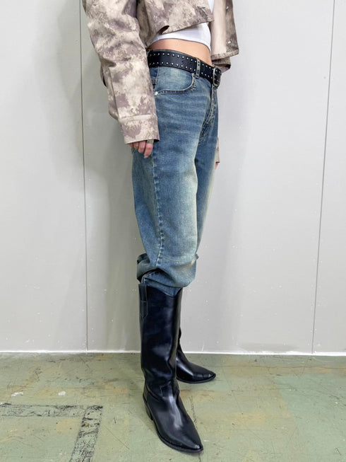 ヴィンテージライク加工ワイドパンツ