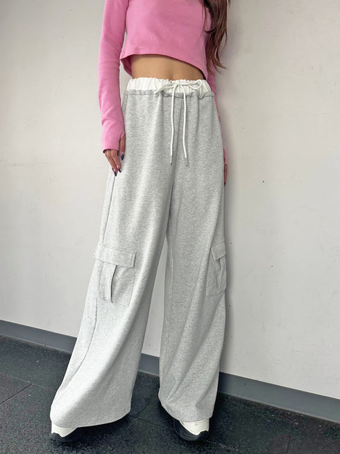 コントラストトリムスウェットカーゴパンツ