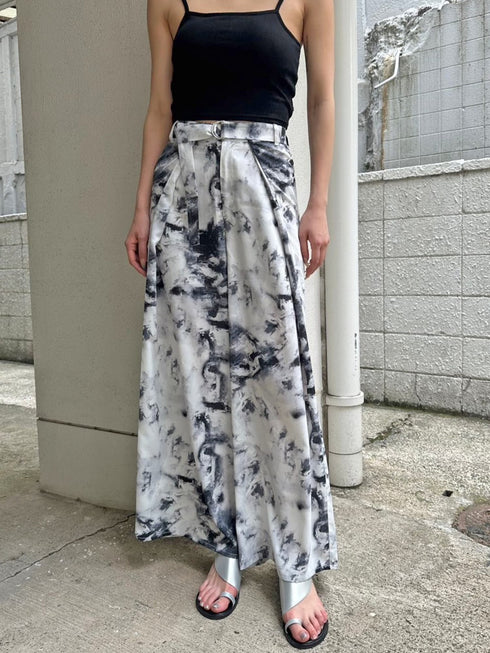 ベルト付ラップシフォンワイドパンツ