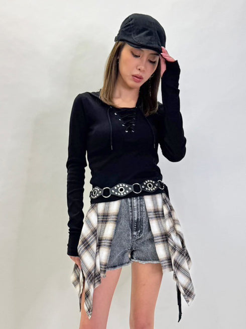 レースアップフードトップ