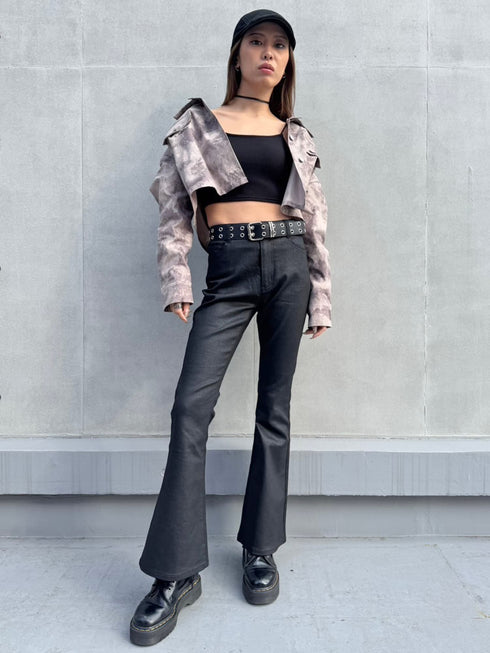 ニュアンス柄短丈シャツ