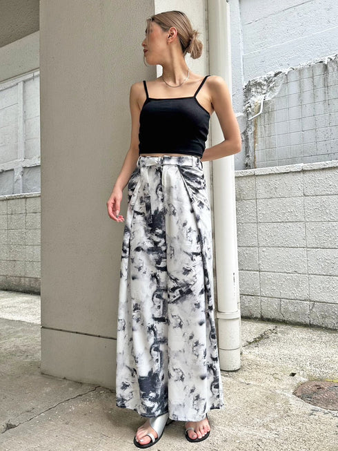 ベルト付ラップシフォンワイドパンツ