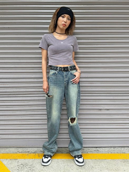 ロゴ刺繍加工チビT