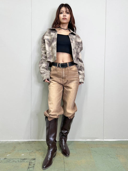 ヴィンテージライク加工ワイドパンツ