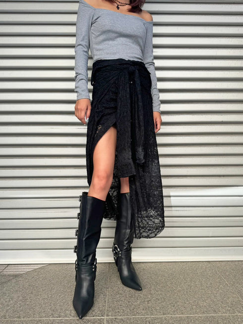 レースシャツライクロングスカート