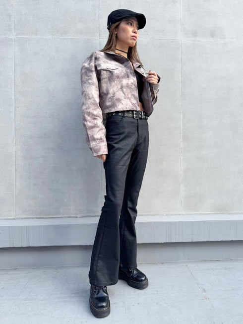 ニュアンス柄短丈シャツ