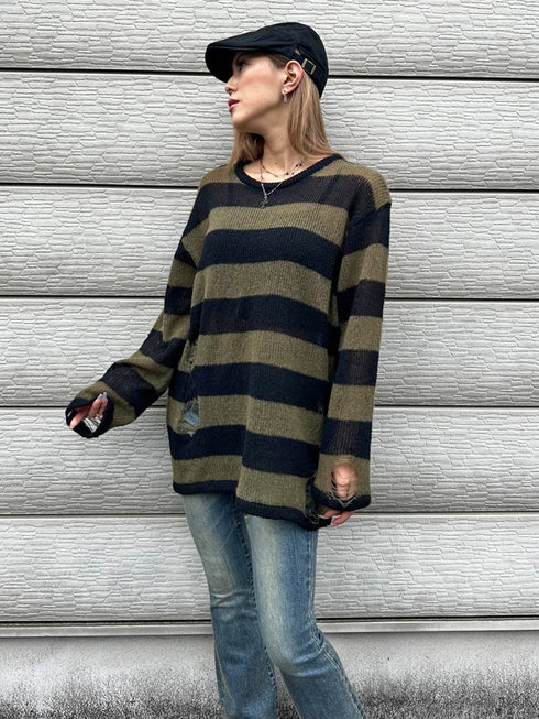 ダメージボ-ダーニットトップス