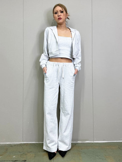 ロゴ刺繍スウェットショートパーカー