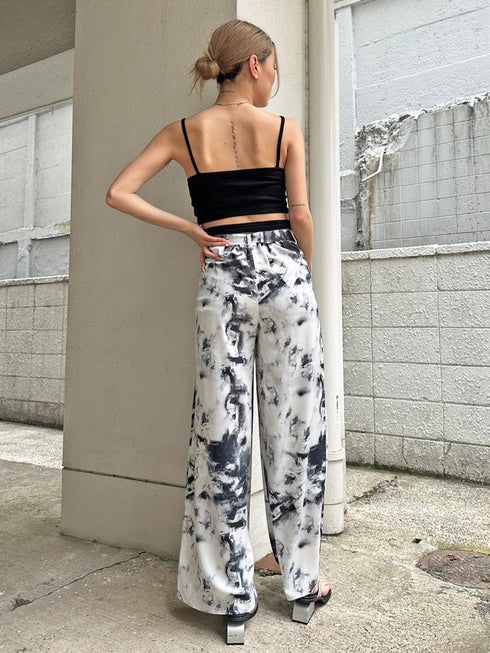 ベルト付ラップシフォンワイドパンツ