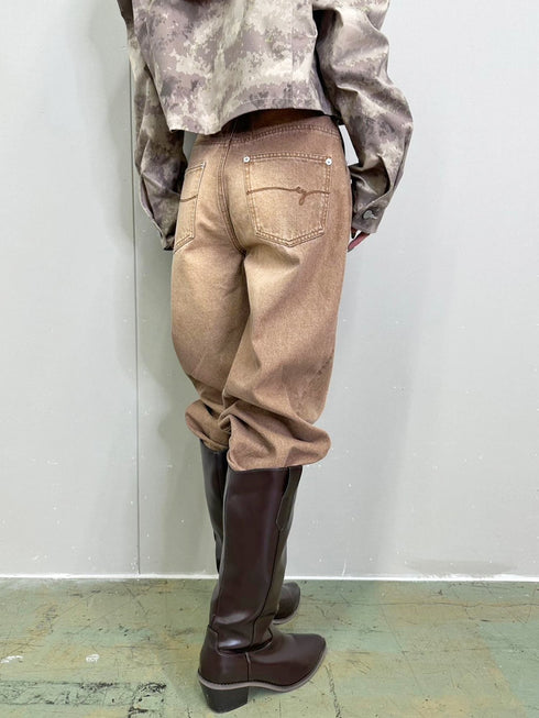 ヴィンテージライク加工ワイドパンツ