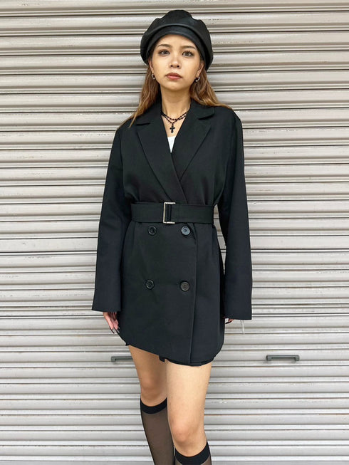 ワイドベルト付ダブルジャケット