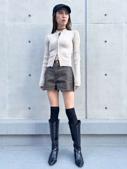 2パターン編地デザインニットTOP