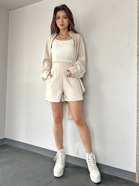 リネンライクシャツセットアップ