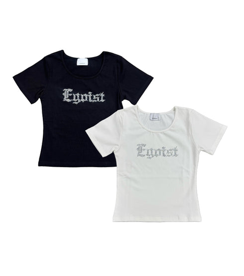 ラインストーンロゴTシャツ