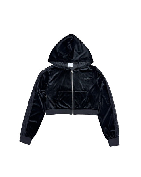 袖レースベロアパーカー