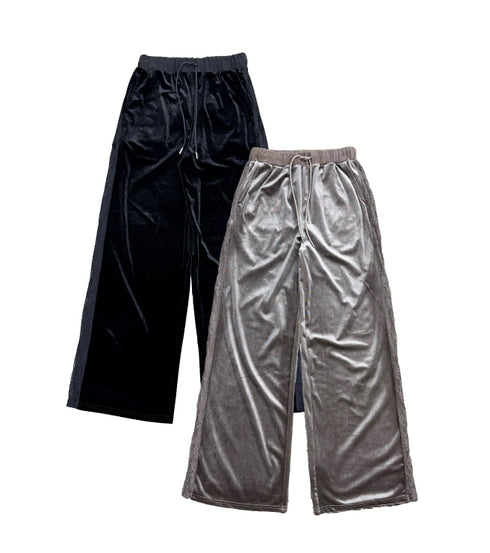 脇レースベロアストレートパンツ