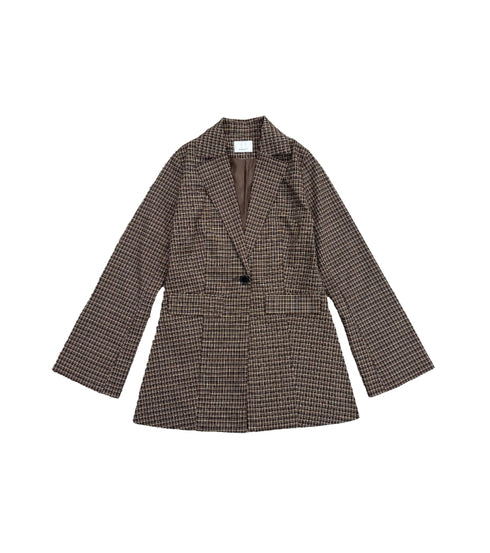 フレアスリーブチェック柄シングルジャケット