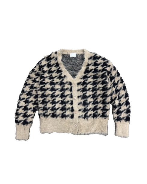千鳥柄シャギーニットカーディガン
