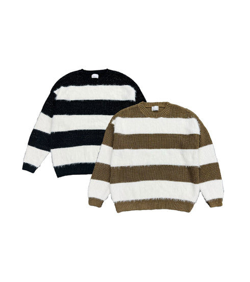 シャギーラメボーダーニットトップス