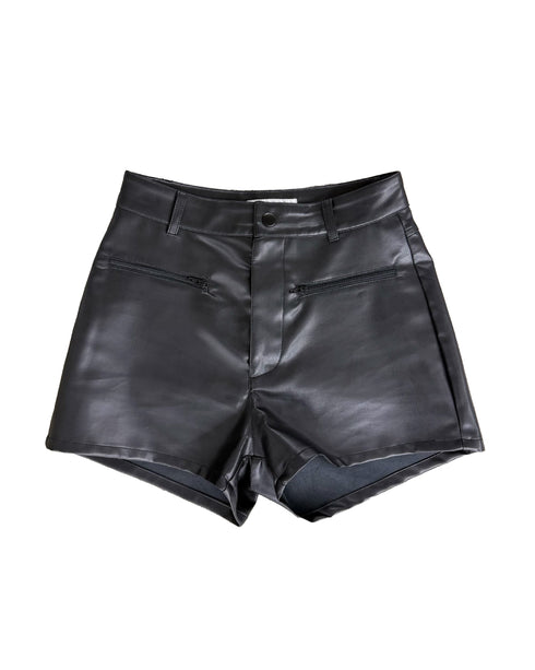 デザインポケットフェイクレザーショートパンツ