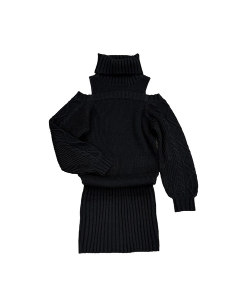 肩開きケーブルミニワンピース