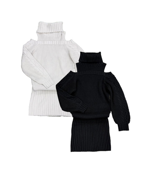 肩開きケーブルミニワンピース