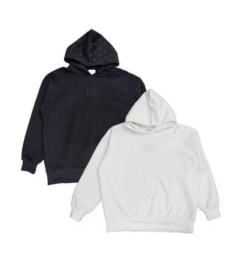 ラインストーンフードトップス