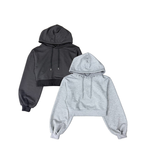 フードロゴラメ裏毛トップス