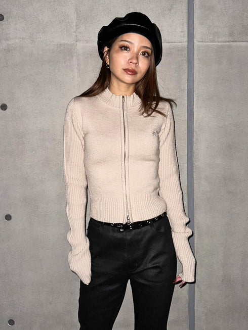 2パターン編地デザインニットTOP