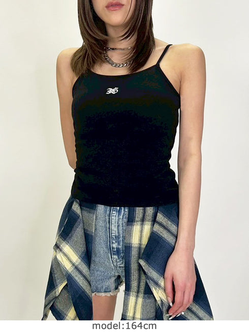 ロゴ刺繍キャミトップ