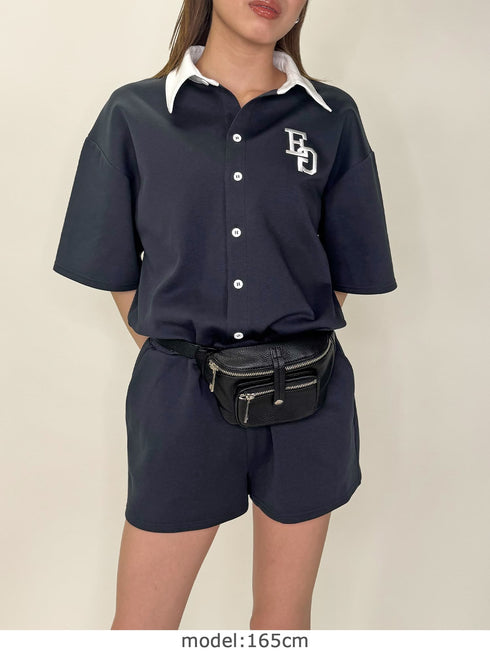 ラガーシャツ半袖オールインワン