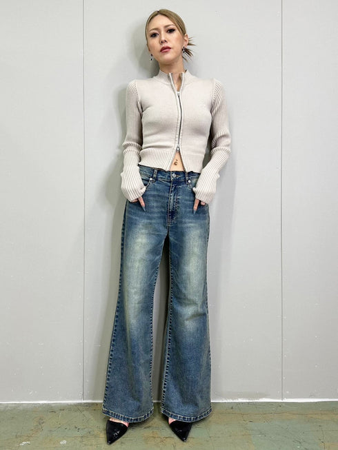 ヴィンテージライク加工ワイドパンツ