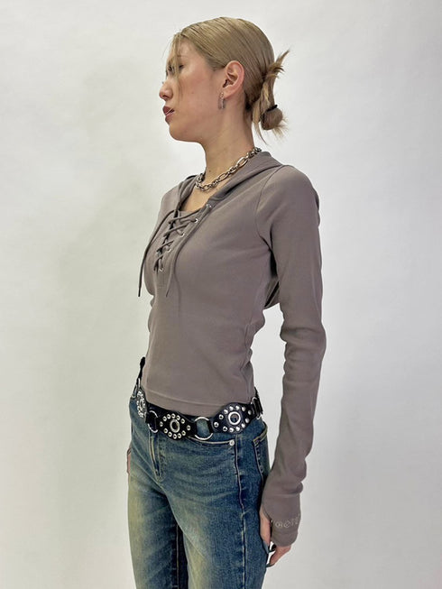 レースアップフードトップ